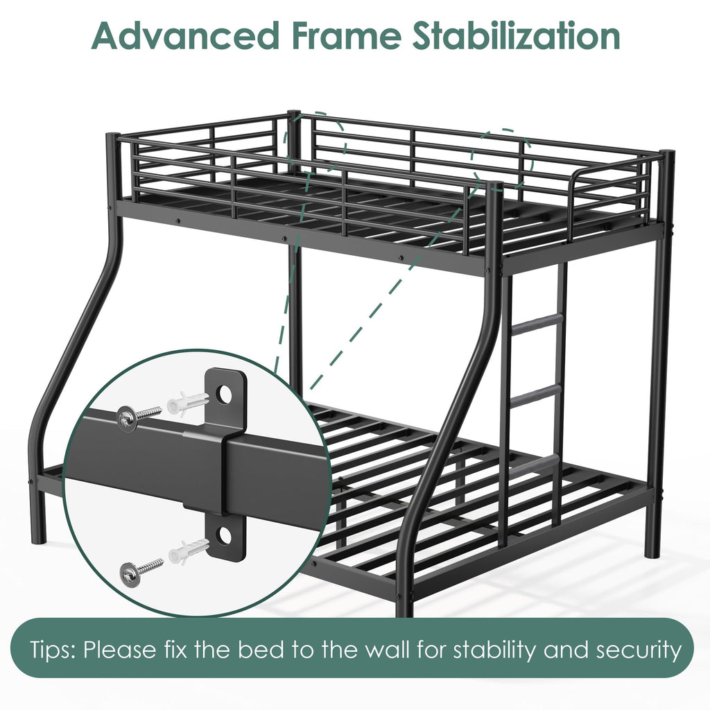 Twin XL Over Full Bunk Bed with Mattresses, Black N183686