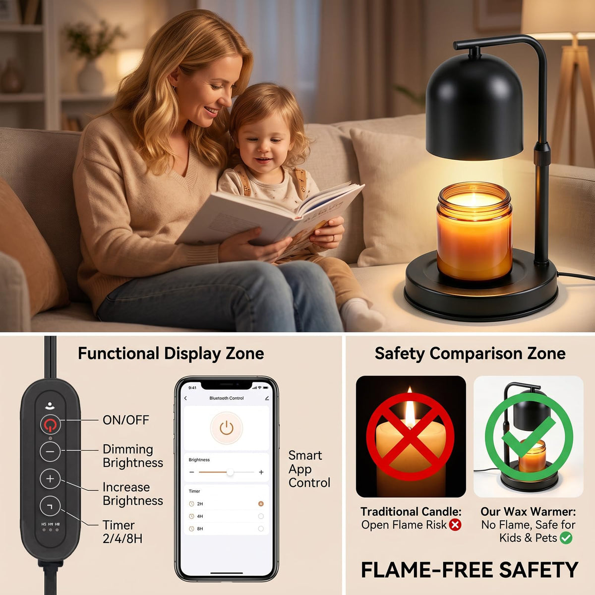 Adjustable Height App Controlled Candle Warmer Lamp with Timer B8228
