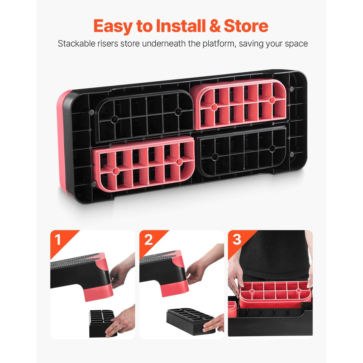 Adjustable Non Slip Aerobic Step Platform with 4 Risers H456