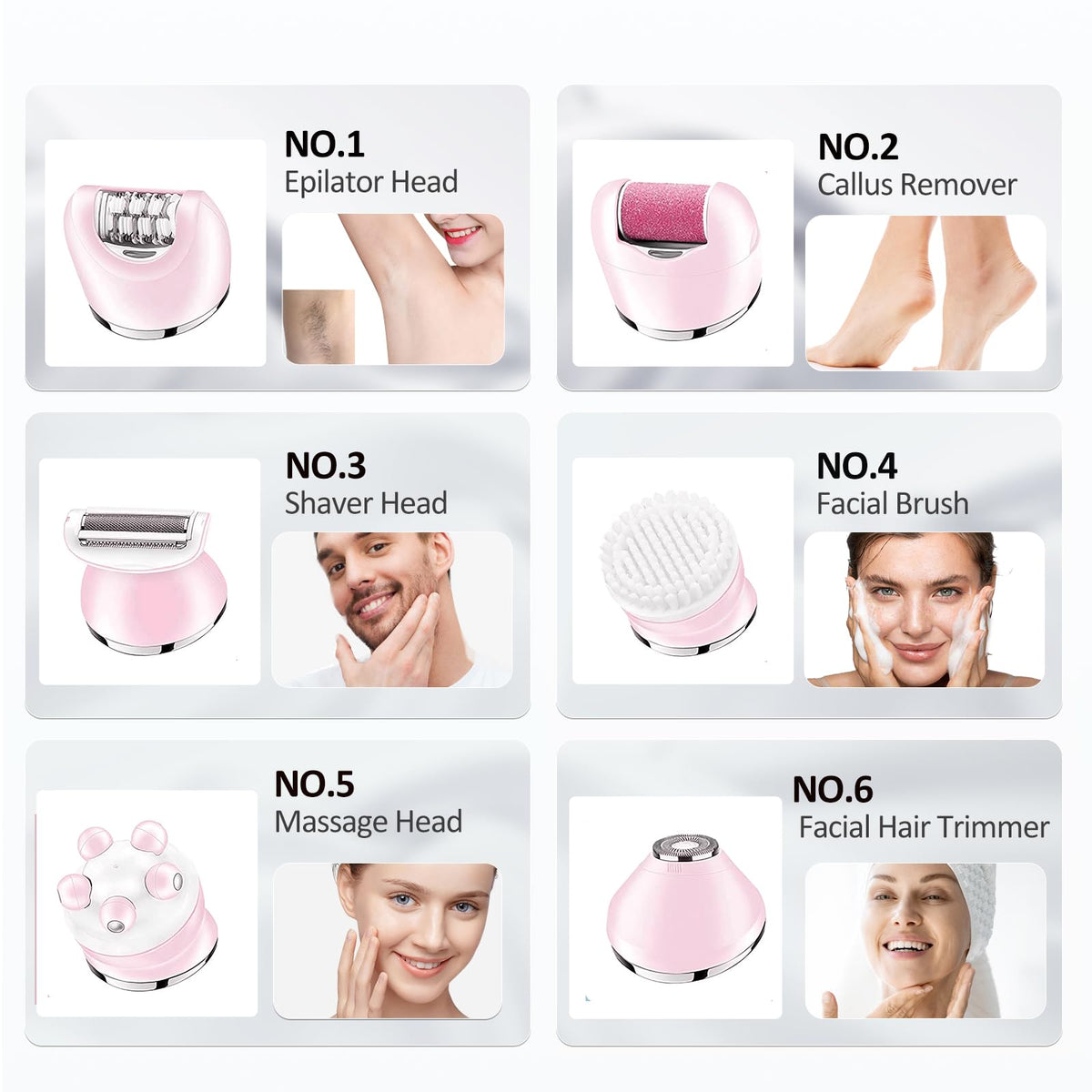 6 in 1 IPX7 Waterproof Rechargeable Epilator L496919