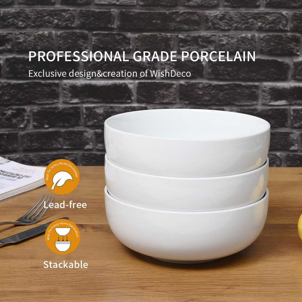Ceramic Soup Bowls Set of 3 Z8403