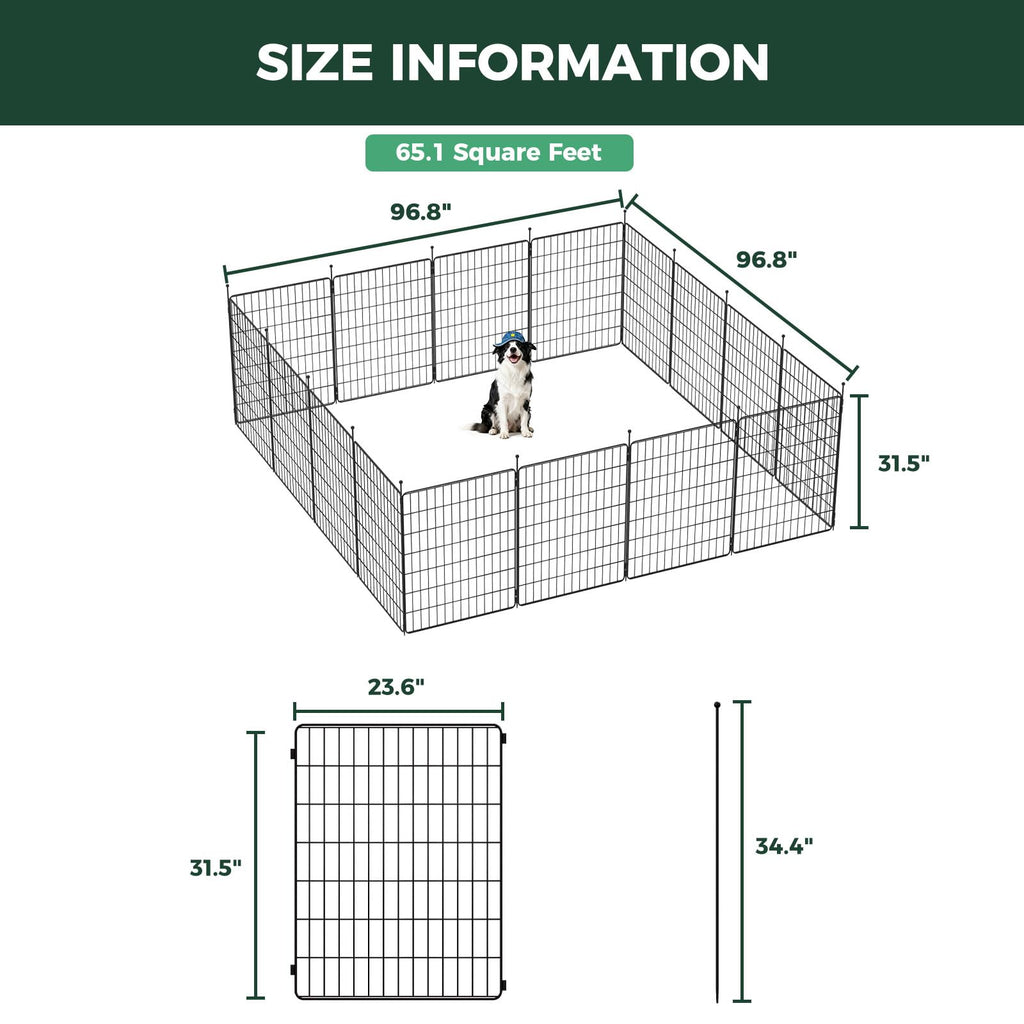 32" H 16 Panels Dog Playpen W37293