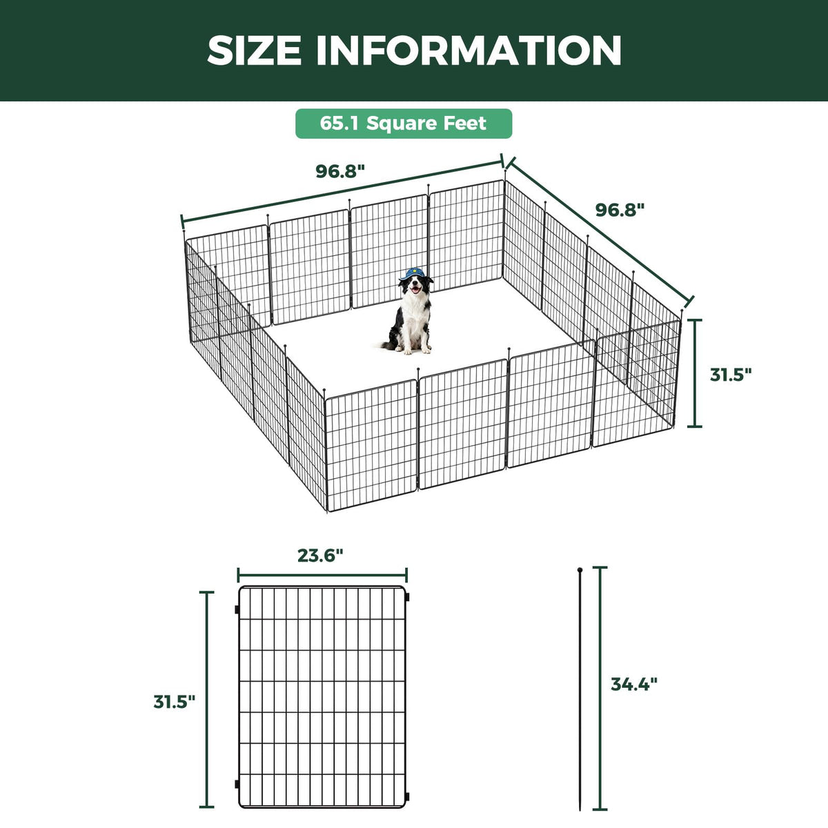 32" H 16 Panels Dog Playpen W37293