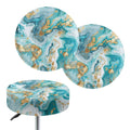 Teal Gold Marble 2 Pack Round Bar Stool Seat Cover F479095