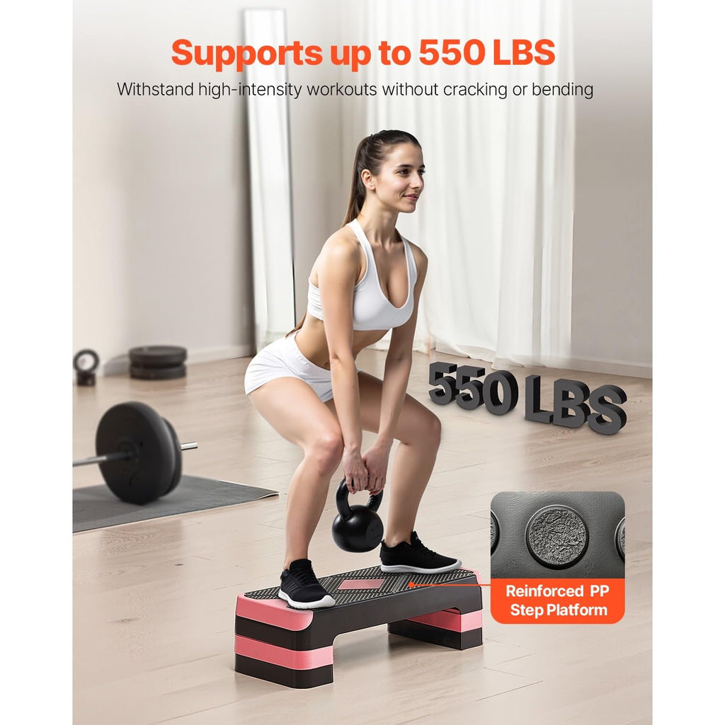 Adjustable Non Slip Aerobic Step Platform with 4 Risers H456