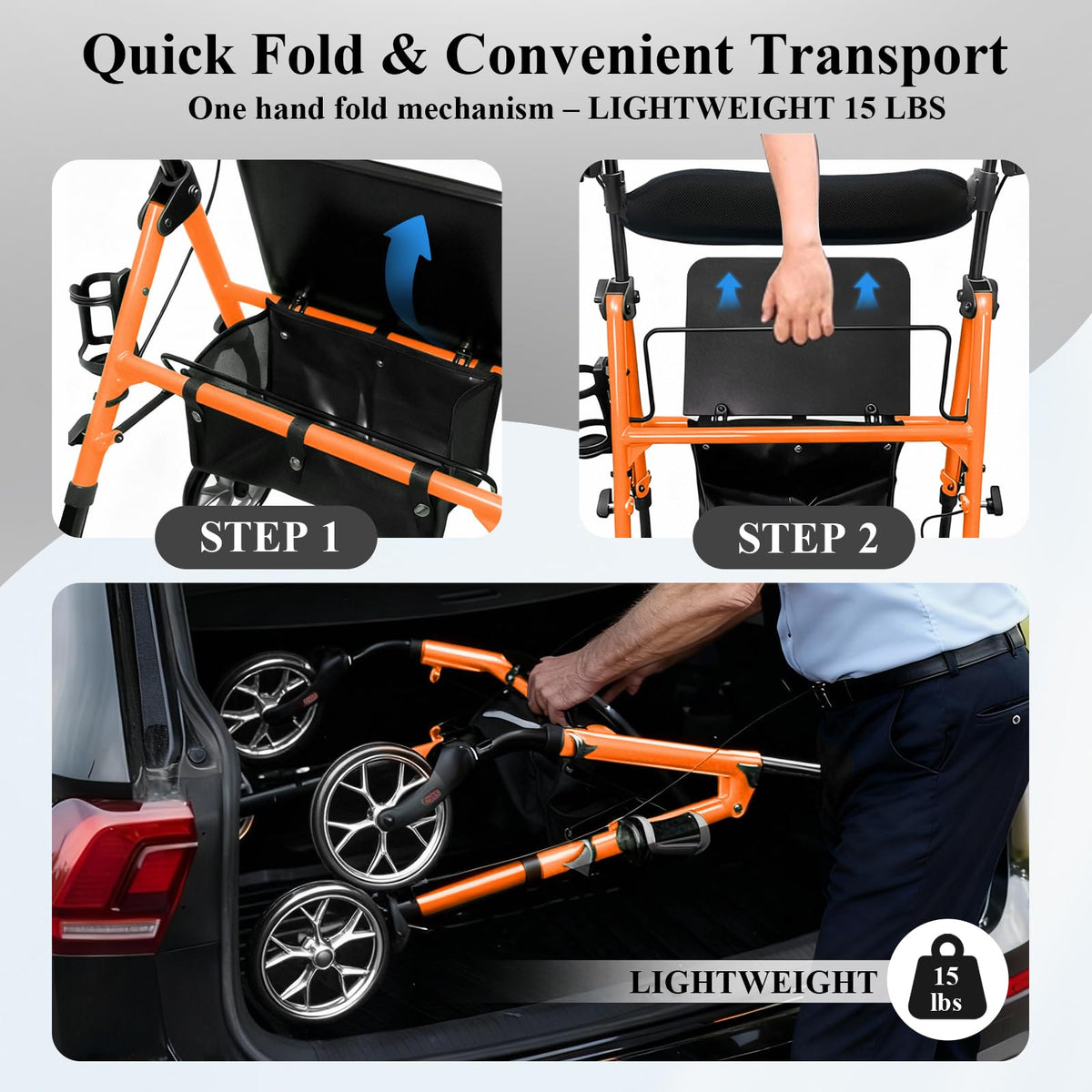 Ultra Lightweight Rollator Walker with Seat O464