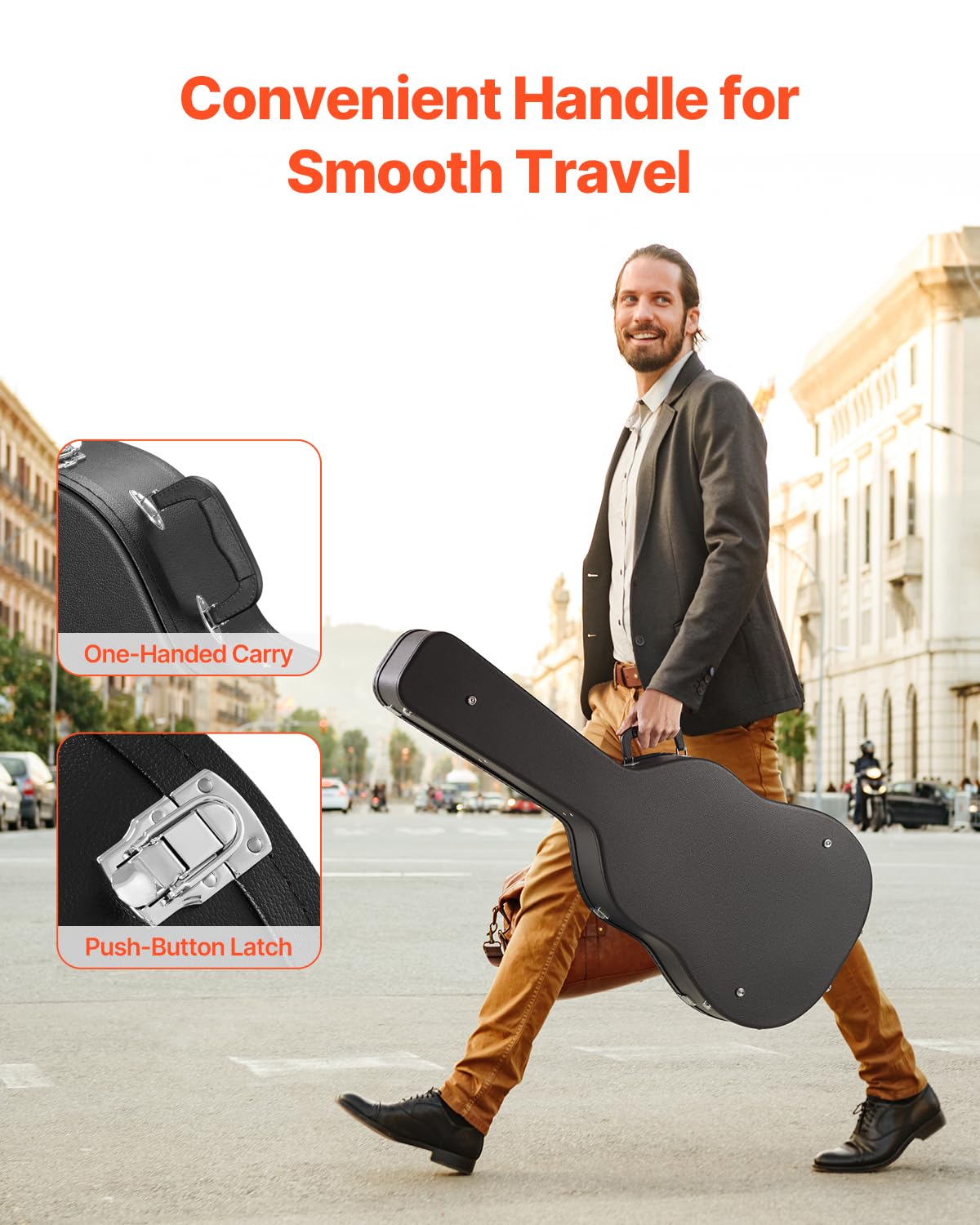 Black 43.31 in Gourd-Shaped Acoustic Guitar Hard Case S933