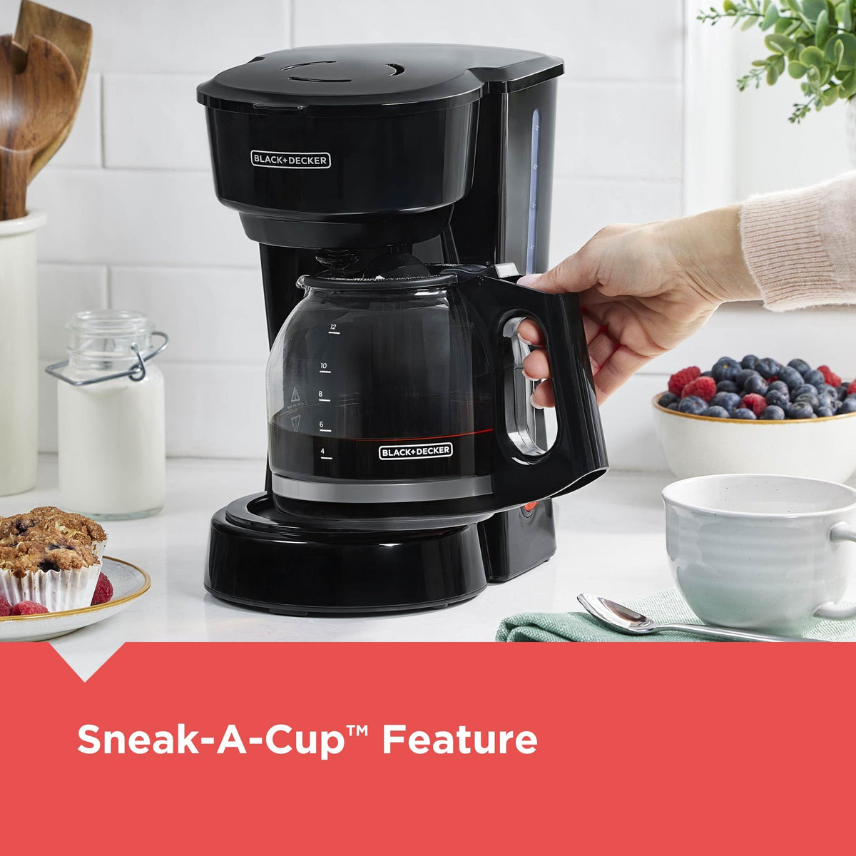 12-Cup Coffee Maker with Removable Filter Basket, Black C6717