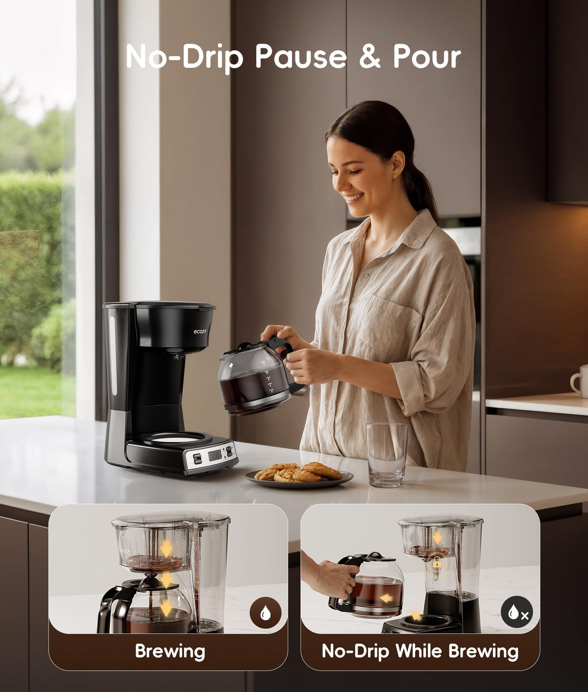 12-Cup Drip Coffee Maker with Electric Coffee Grinder C8024
