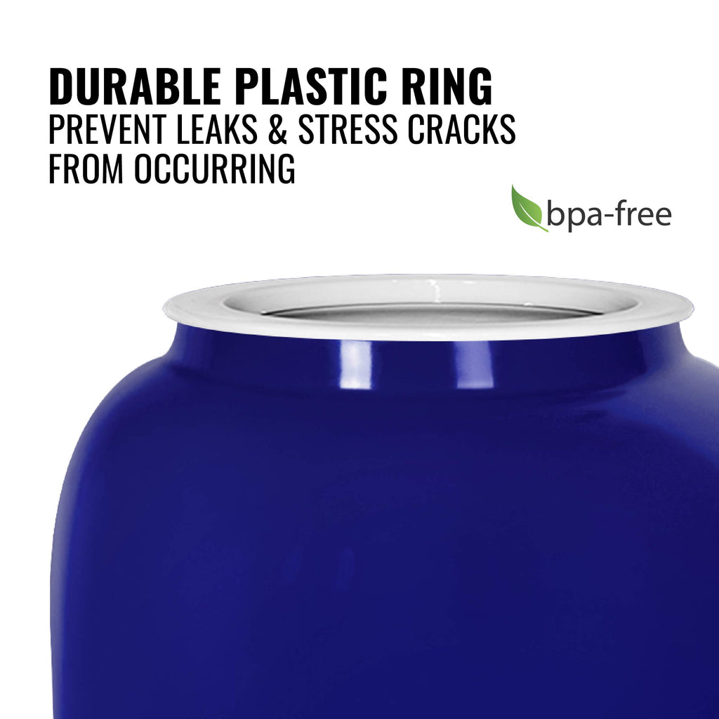 Porcelain Ceramic Crock Water Dispenser with Wood Stand and Stainless Steel Faucet O74190