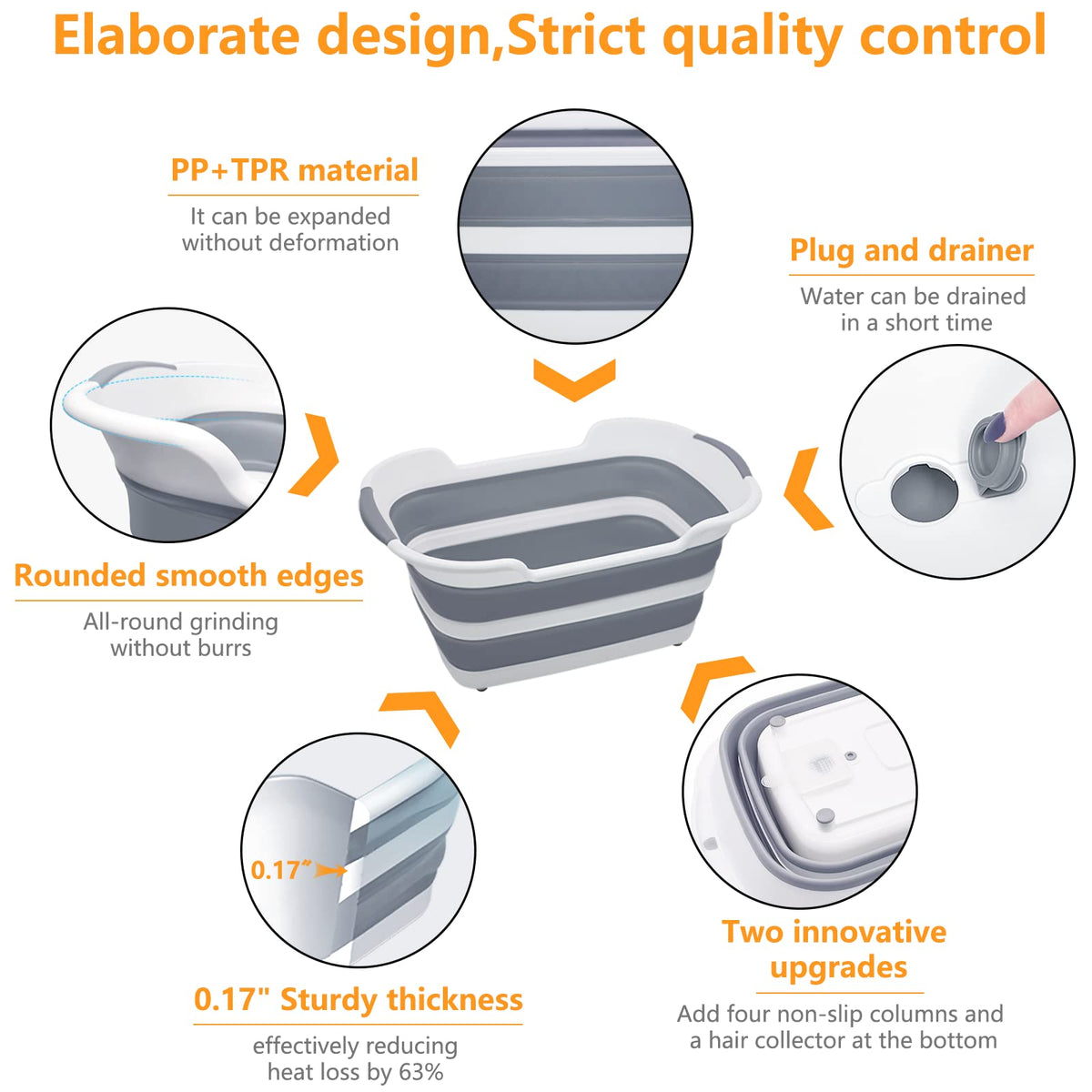27L Collapsible Pet Bathtub with Drainage Hole V77218