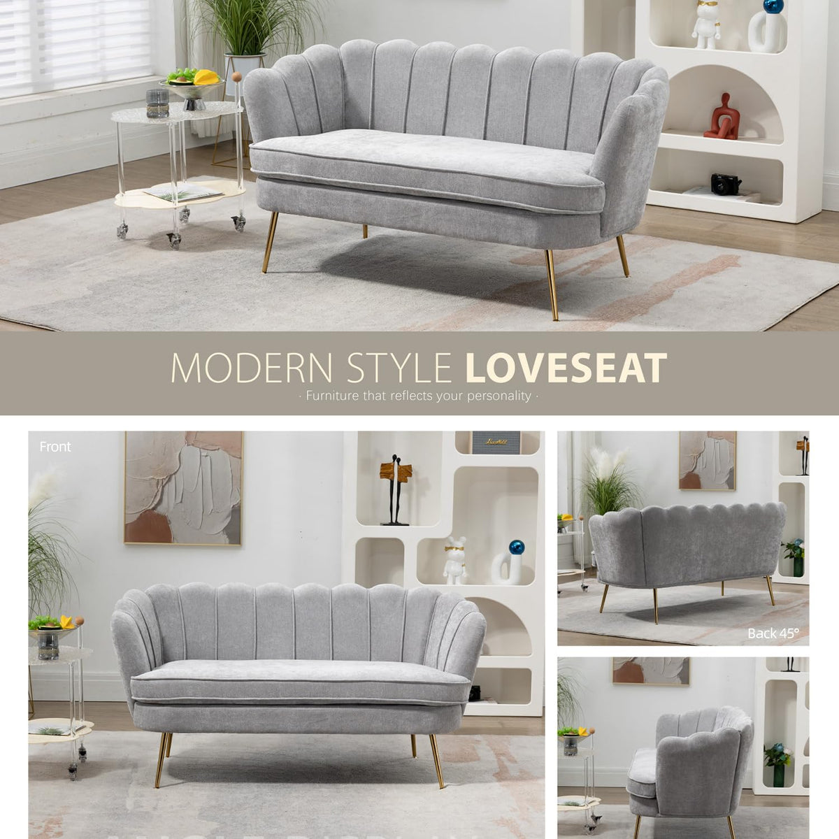Light Gray Small Loveseat Sofa I203