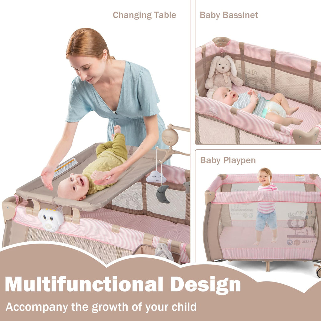 3 in 1 Portable Baby Playard with Bassinet and Changing Table C1635