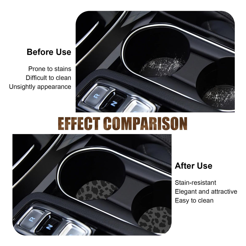 2 PCS Non-Slip Rubber Cheetah Print Car Cup Coasters B63216