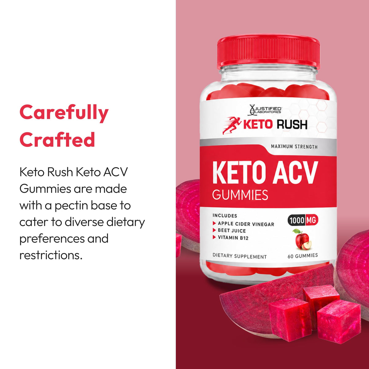 Keto ACV Gummies 1000 mg 60 Count Pack of 2 Vegan Gluten Free P129