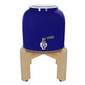 Porcelain Ceramic Crock Water Dispenser with Wood Stand and Stainless Steel Faucet O74190