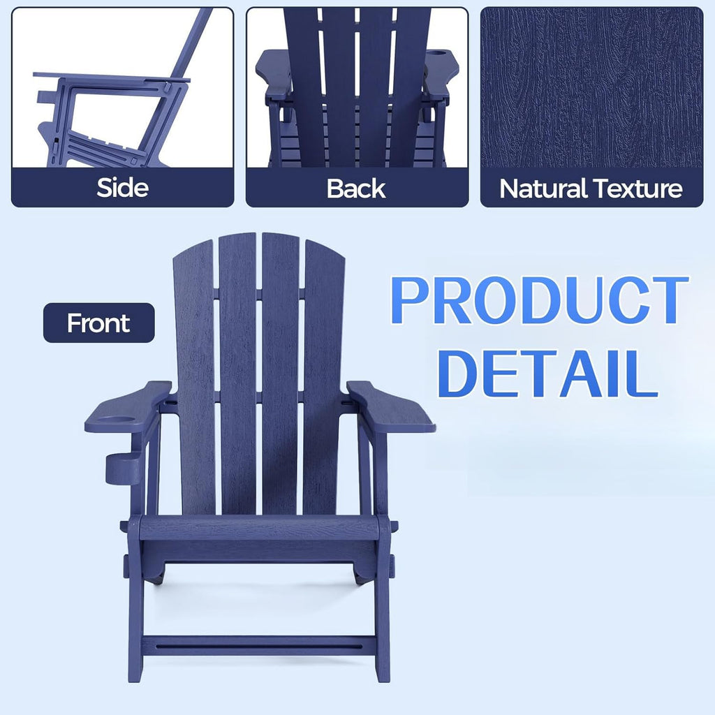 Navy Blue All Weather Plastic Adirondack Chair with Cup Holder O21084