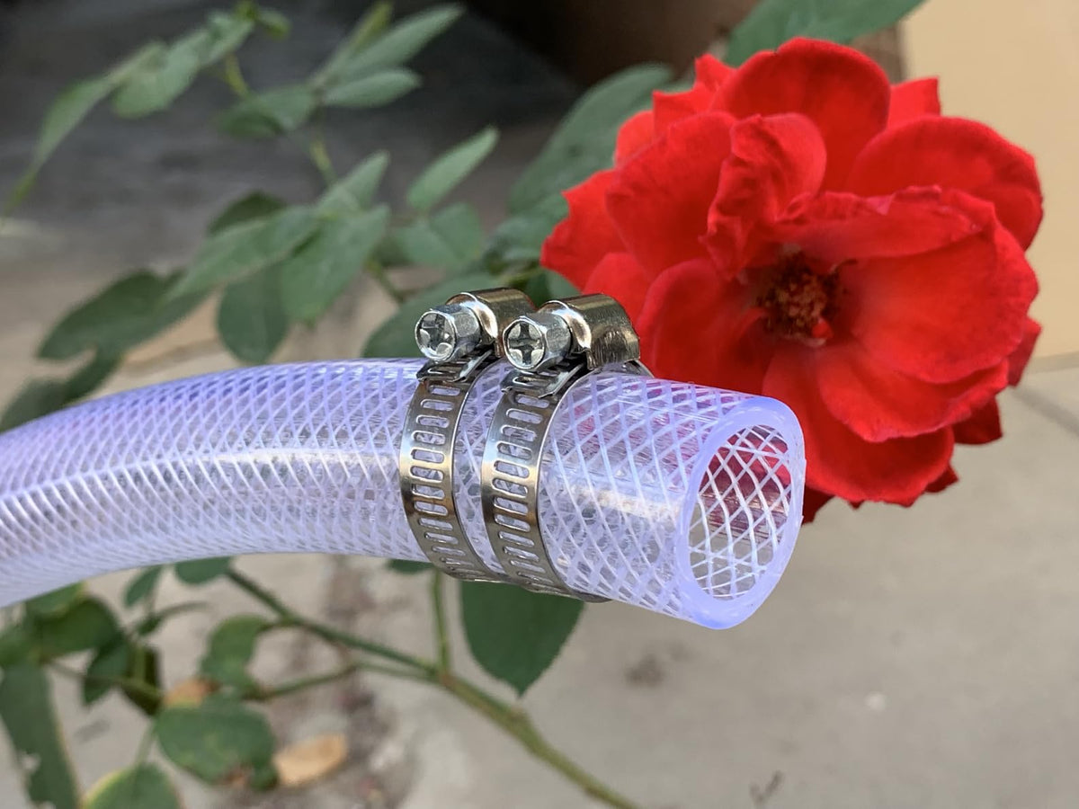 1" OD 100Ft Braided Clear PVC Vinyl Tubing N251