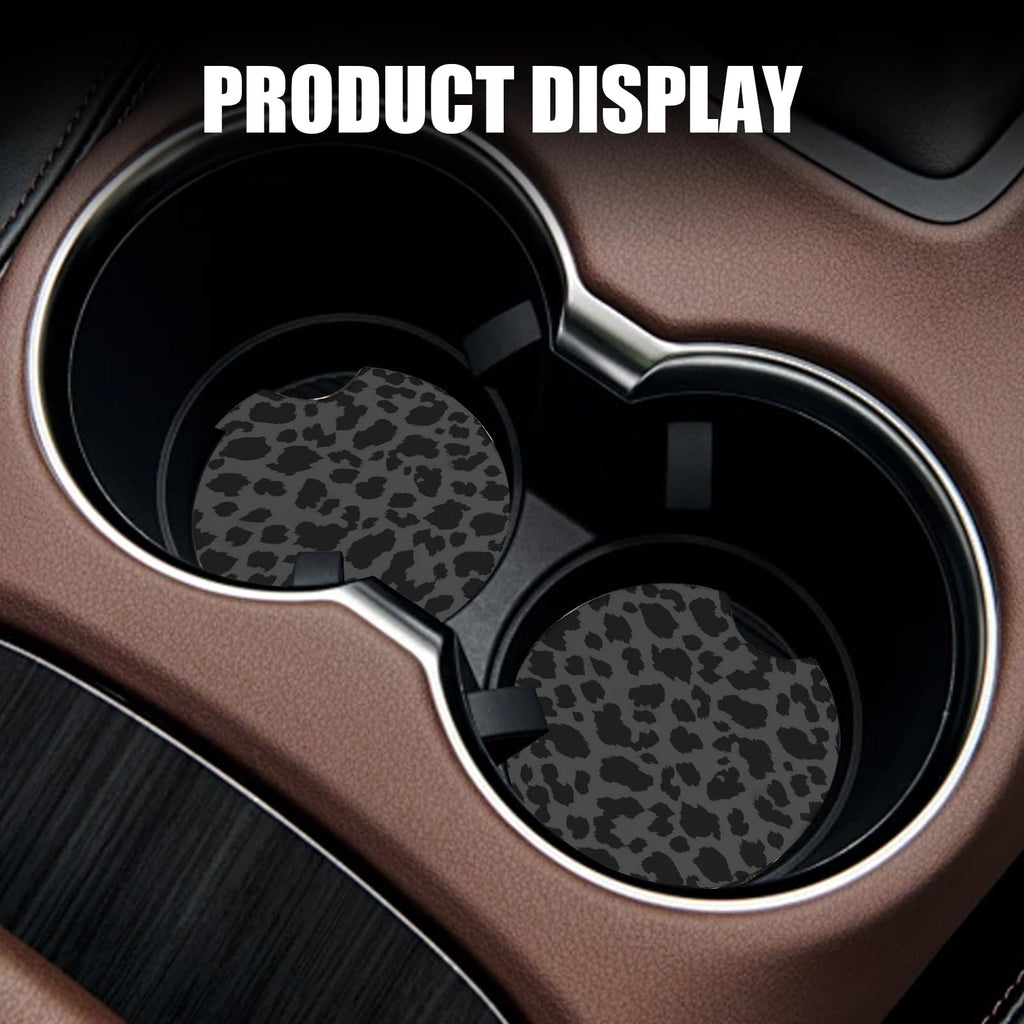 2 PCS Non-Slip Rubber Cheetah Print Car Cup Coasters B63216