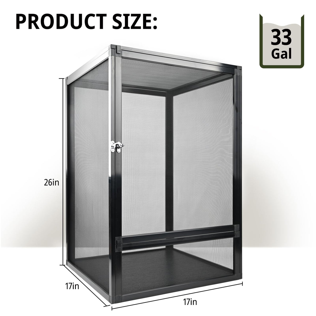 33 Gallon 26"x17"x17" Mesh Screen Reptile Enclosure W610