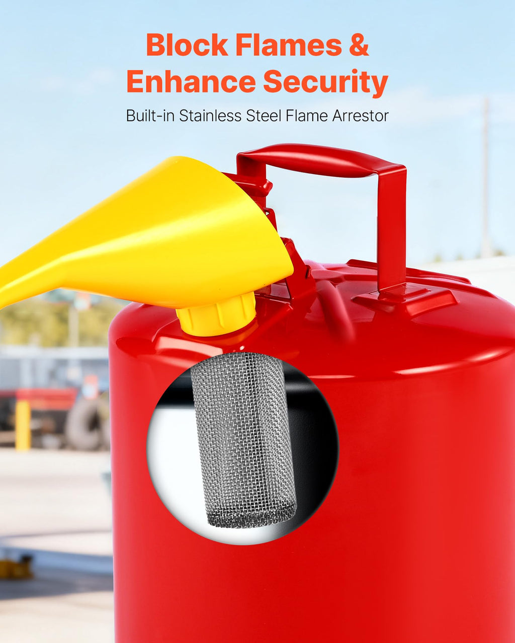 5 Gallon Red Metal Safety Gas Can with Flame Arrester V1864