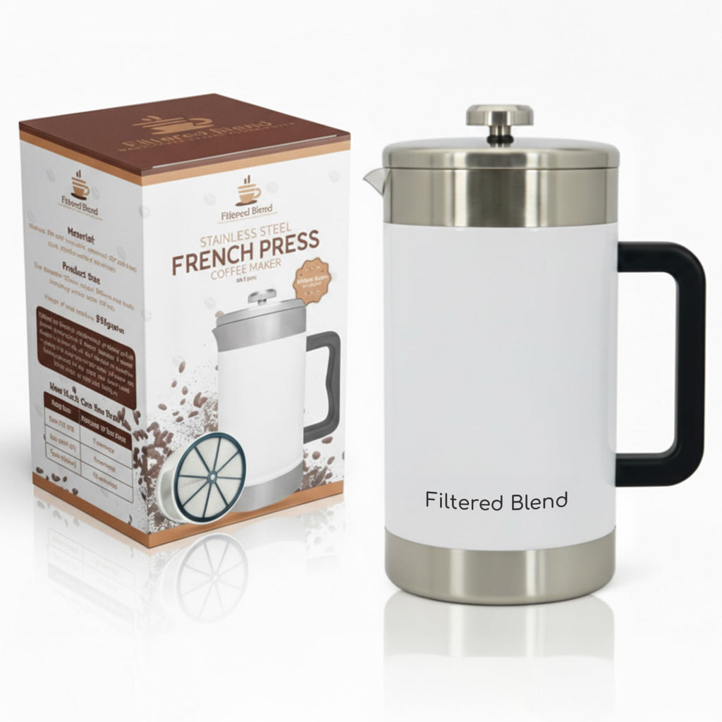 54 oz White Stainless Steel French Press Coffee Maker T201