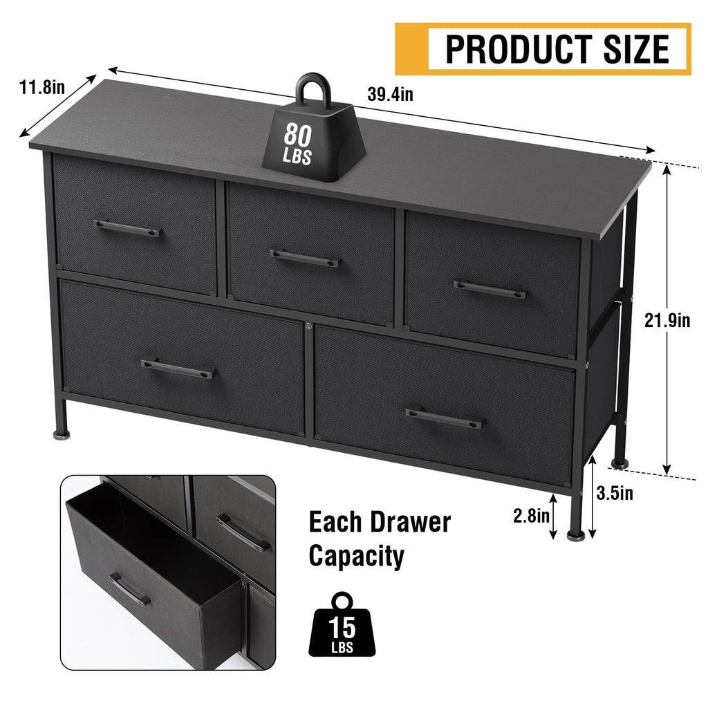 5 Drawer Fabric Dresser U585
