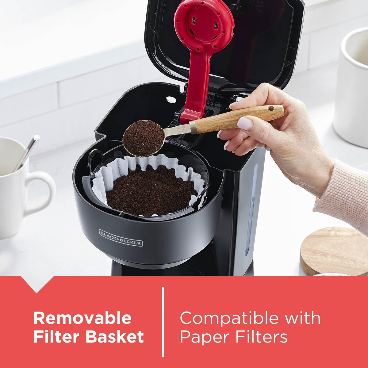 12-Cup Coffee Maker with Removable Filter Basket, Black C6717