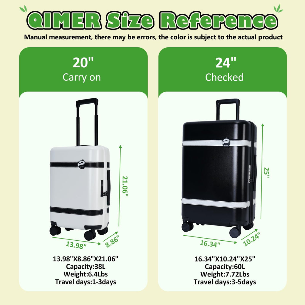 20-inch White PC Hardshell Carry-On Luggage with Spinner Wheels P6555