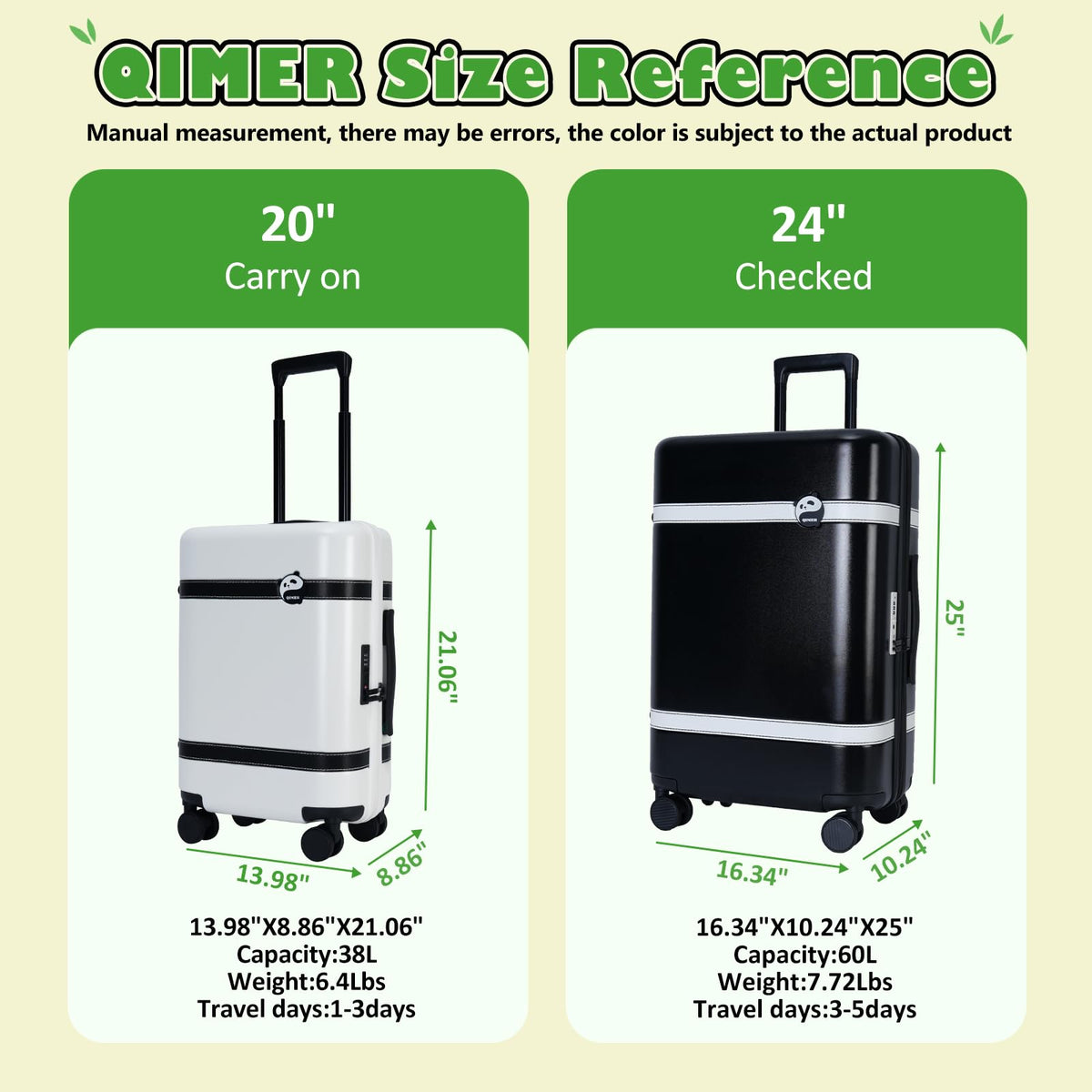 20-inch White PC Hardshell Carry-On Luggage with Spinner Wheels P6555