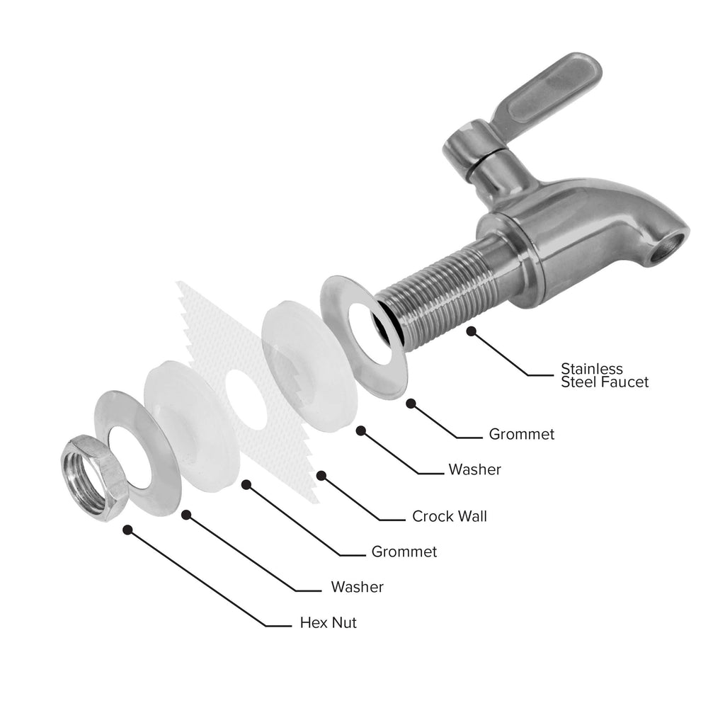 Porcelain Ceramic Crock Water Dispenser with Stainless Steel Faucet and Lid V2113