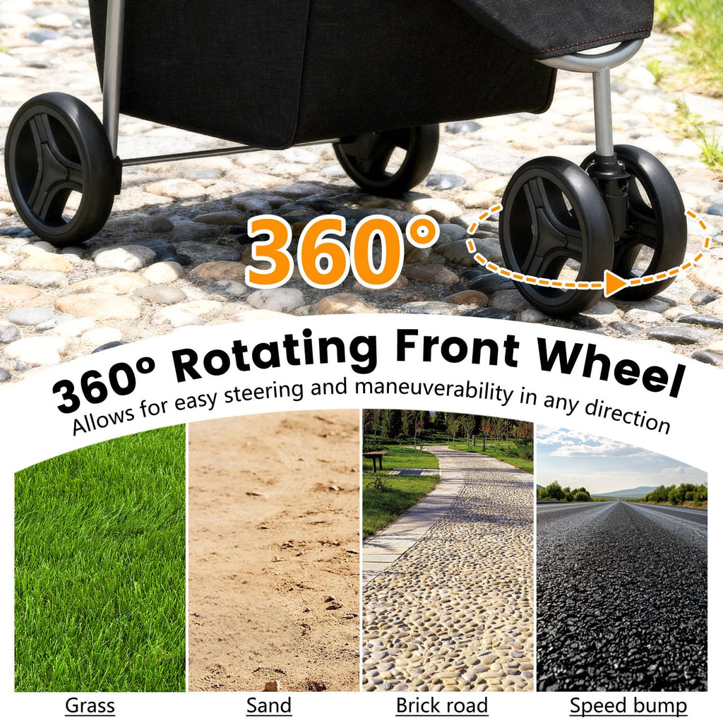 3-Wheel Pet Stroller Breathable Mesh Foldable Black N649