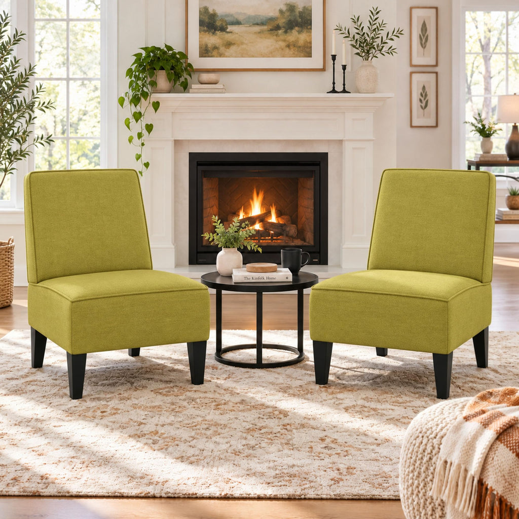 Green Upholstered Accent Chair Set of 2 W24964