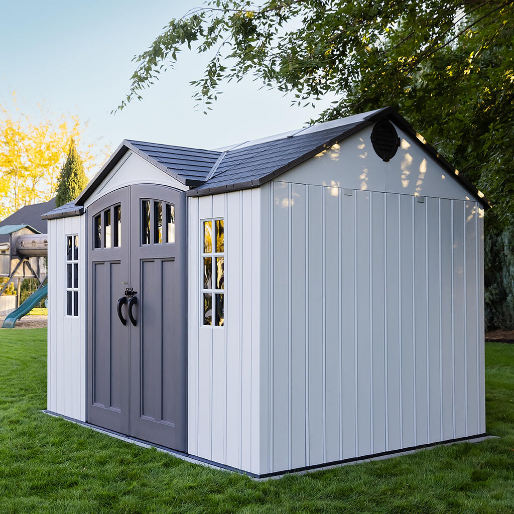 10x8 Ft Gray Resin Outdoor Storage Shed with Double Doors A335457
