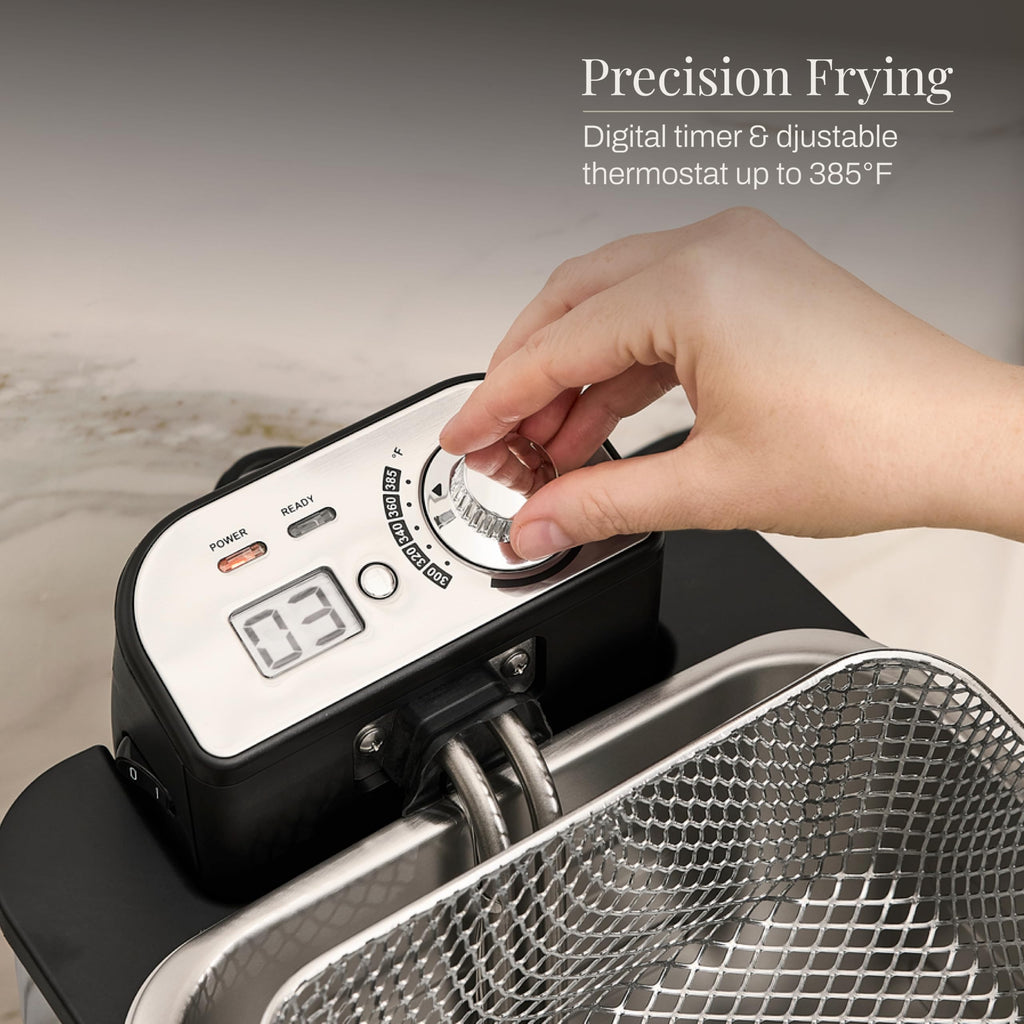 Electric Deep Fryer with Basket and Lid, Stainless Steel, 1700W G30120