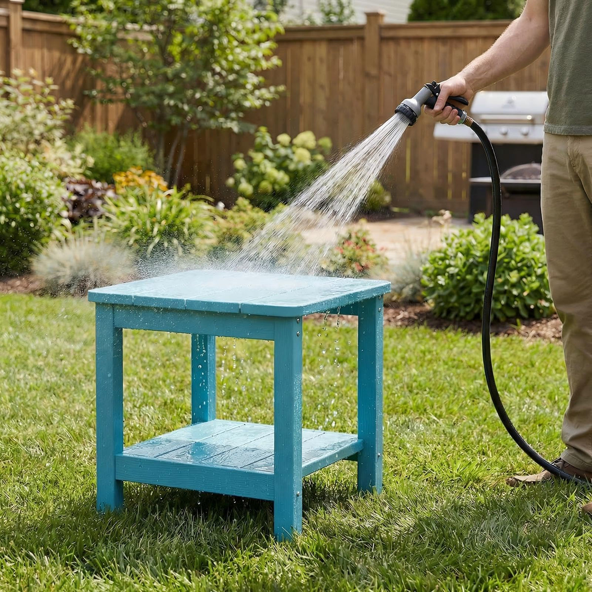 Turquoise Rectangular Outdoor Side Table Q407