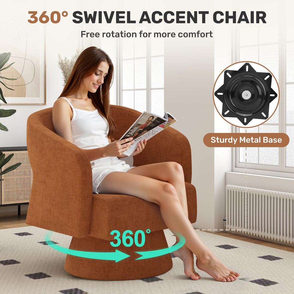 Set of 2 Chenille Swivel Accent Chair D1354