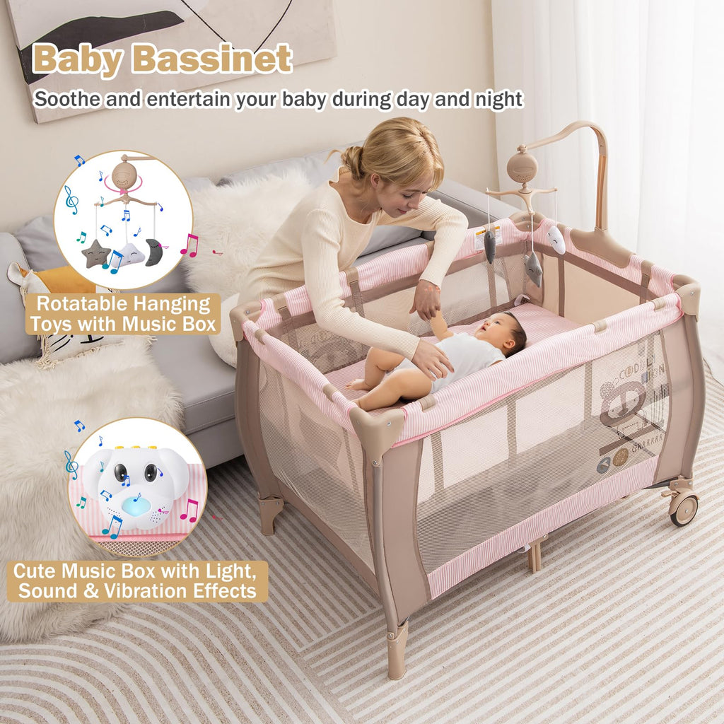 3 in 1 Portable Baby Playard with Bassinet and Changing Table C1635