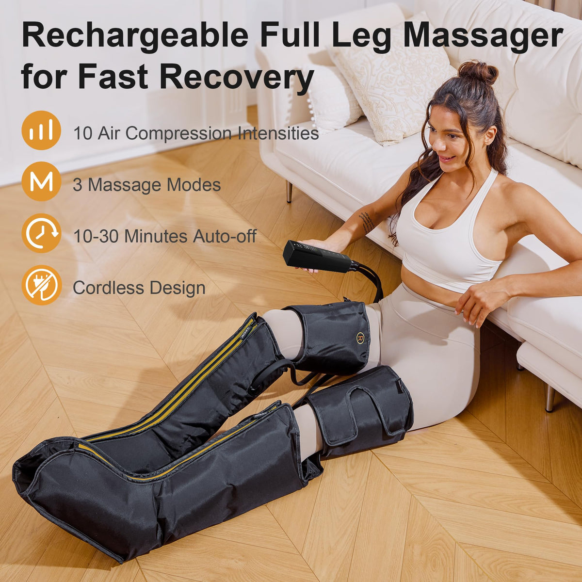 Cordless Rechargeable Leg Air Compression Massager F14662