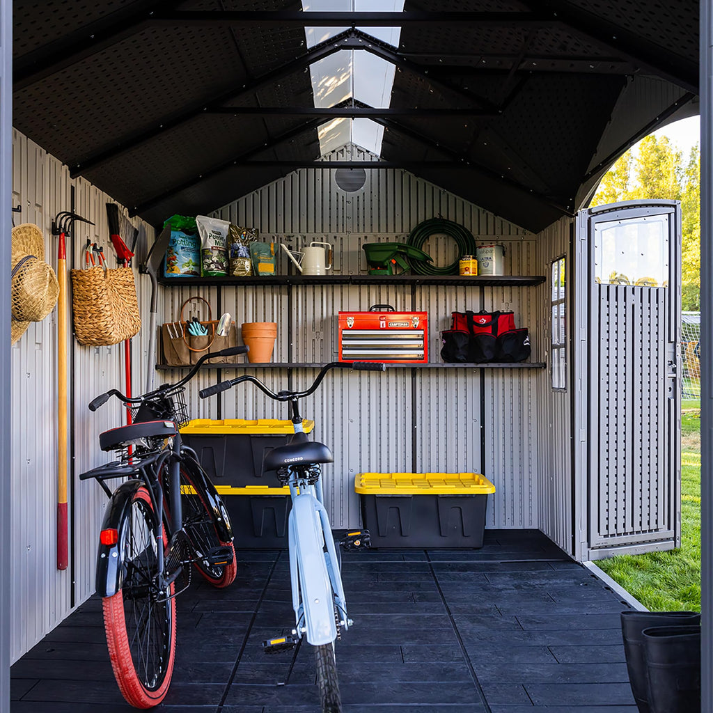 10x8 Ft Gray Resin Outdoor Storage Shed with Double Doors A335457