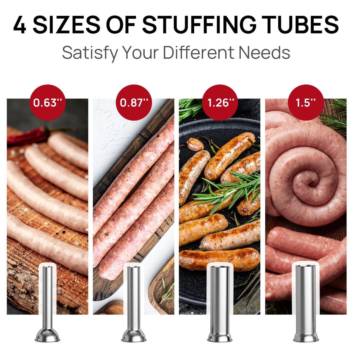 7L Stainless Steel Vertical Sausage Stuffer with 4 Stuffing Tubes X335082