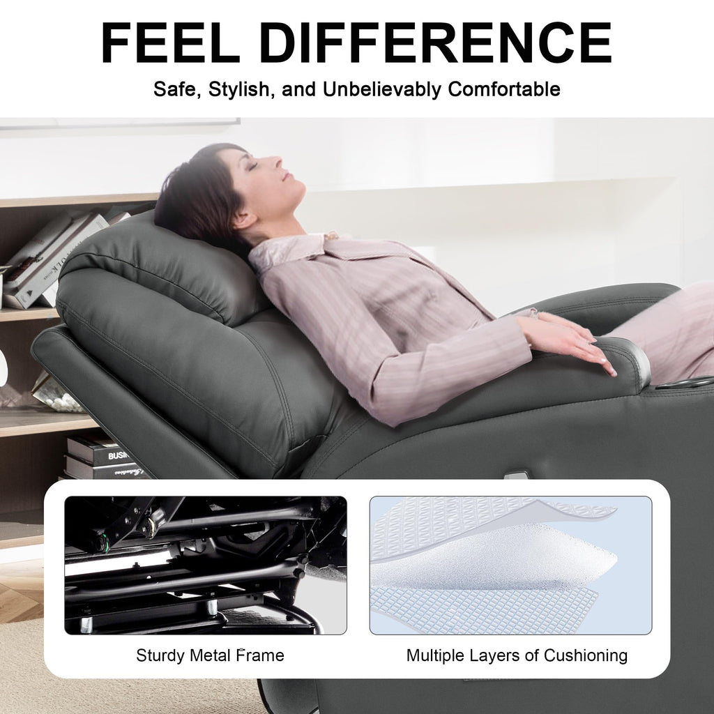 Massage Heat 360° Swivel Rocking Recliner Chair with Remote and Cup Holder I98266