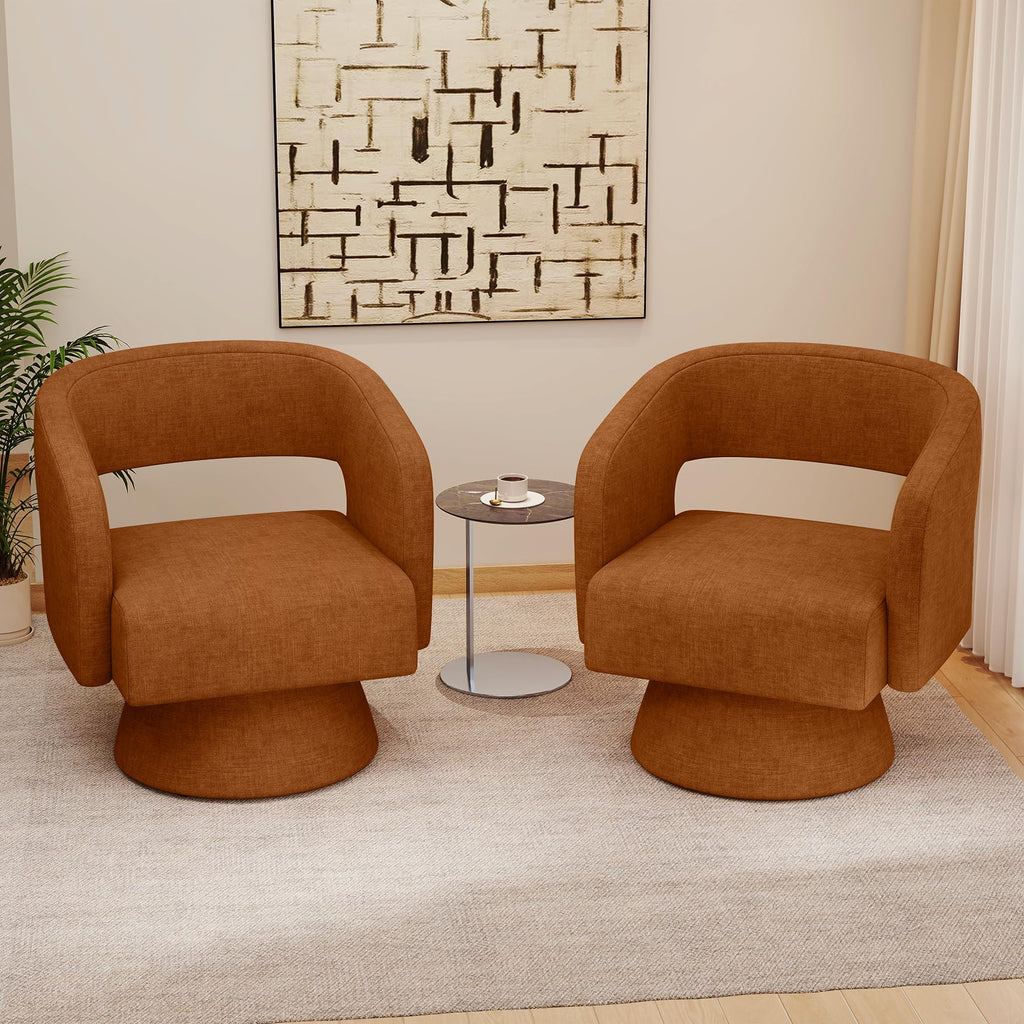 Set of 2 Chenille Swivel Accent Chair D1354