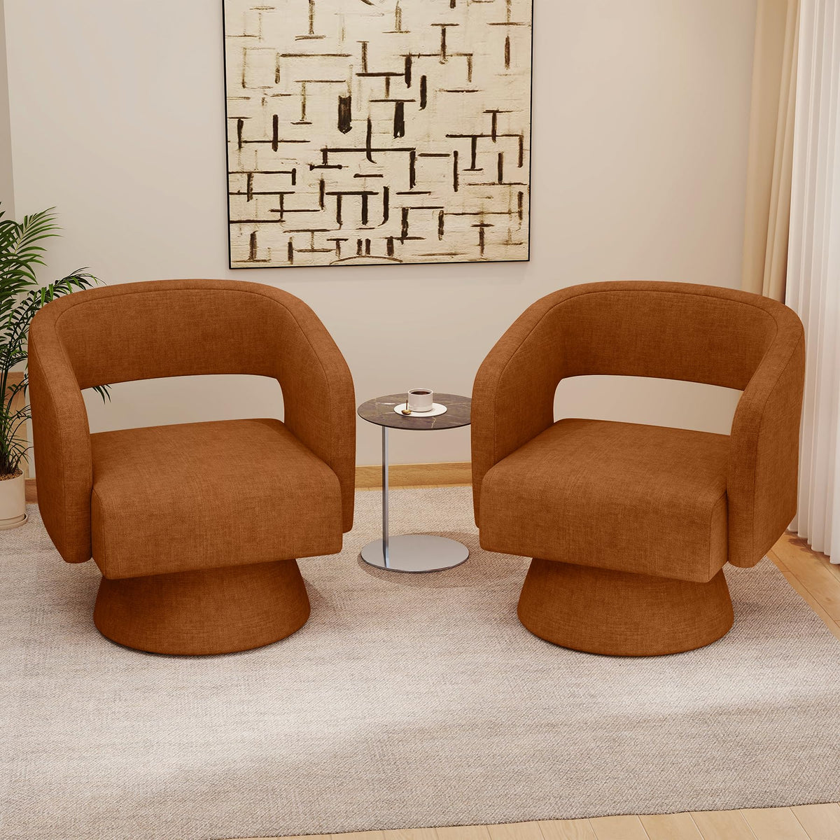 Set of 2 Chenille Swivel Accent Chair D1354