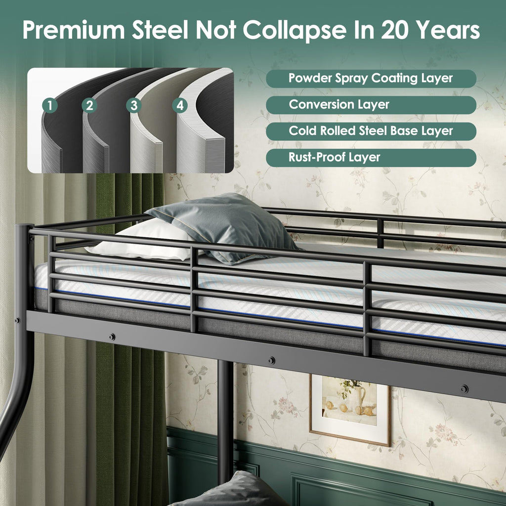 Twin XL Over Full Bunk Bed with Mattresses, Black N183686