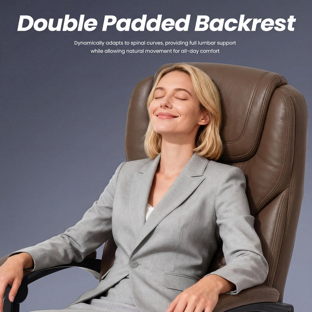 Brown Massage Office Chair with Heat and Footrest Y781141