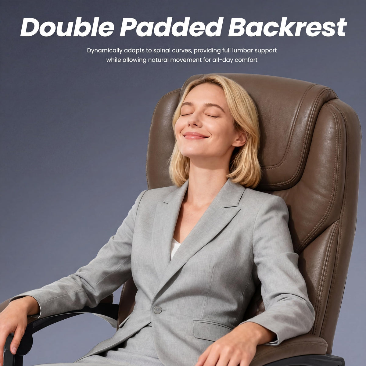 Brown Massage Office Chair with Heat and Footrest Y781141