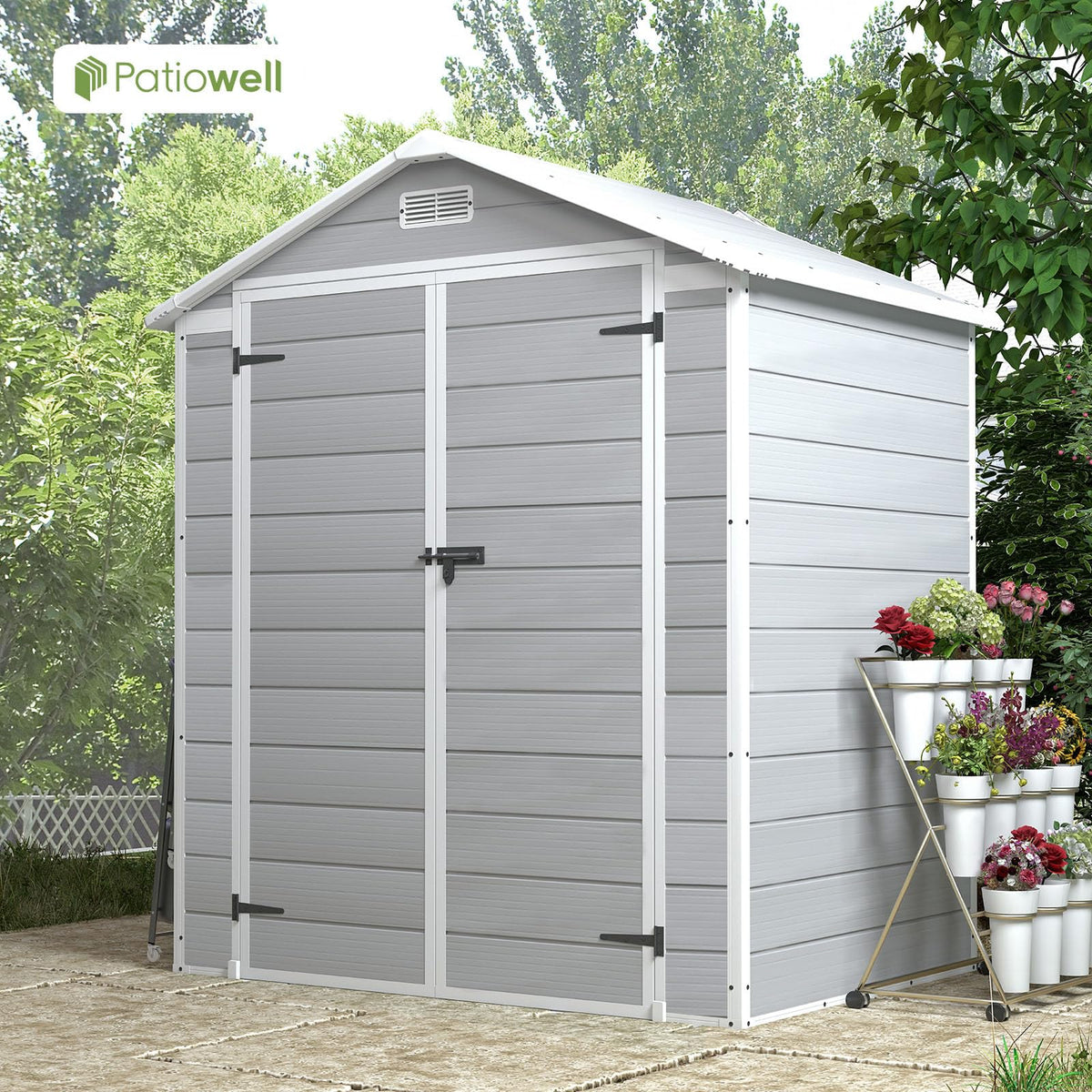 6x4 FT Resin Outdoor Storage Shed with Floor O2492