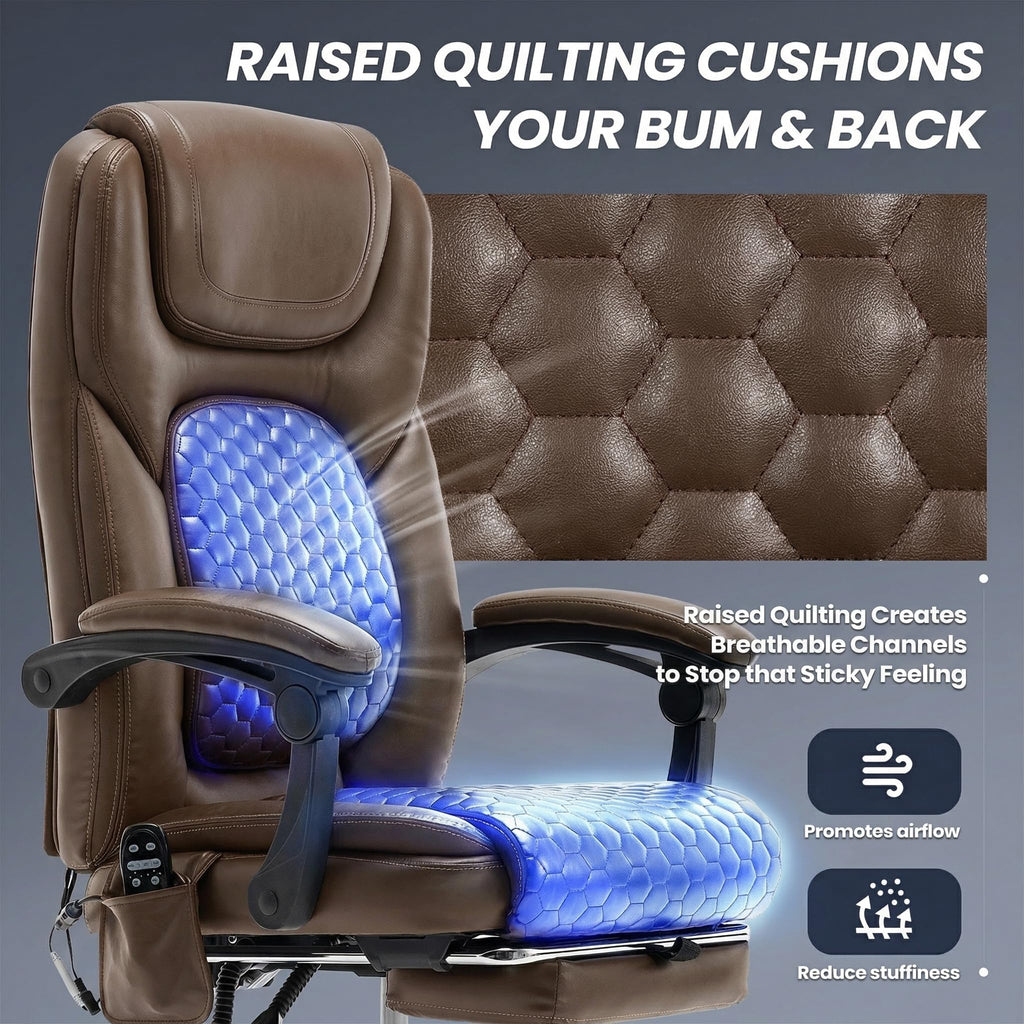 Brown Massage Office Chair with Heat and Footrest Y781141