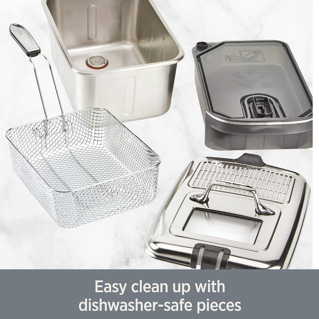 Electric Deep Fryer with Basket and Lid, Stainless Steel, 1700W G30120